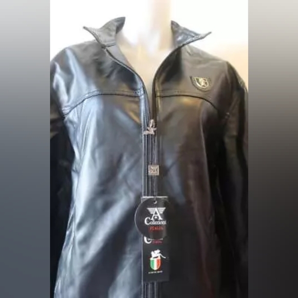 Collezioni Italia Black Full Zip Leather Jacket - Picture 3 of 6